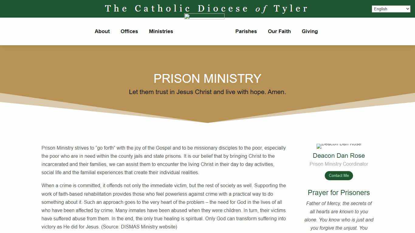 Prison Ministry - The Catholic Diocese of Tyler
