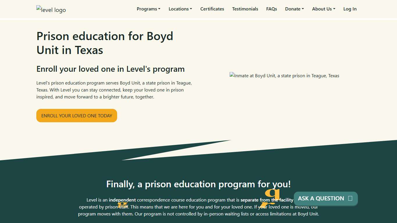 Prison Education For Boyd Unit - Level